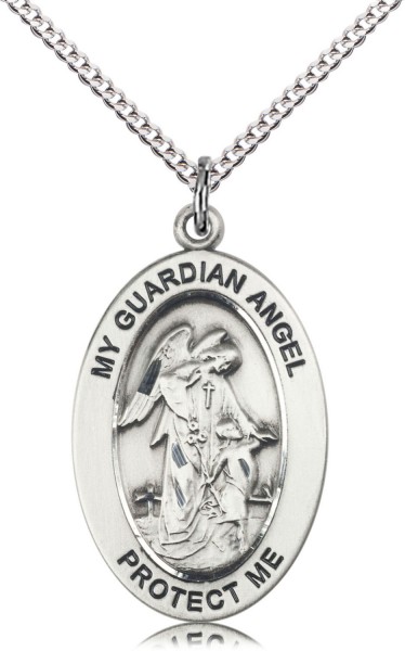 Women's Guardian Angel Simple Necklace - Sterling Silver
