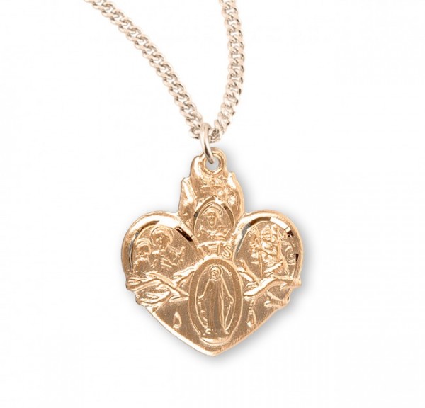 Women's Heart Shaped Four-Way Pendant - Gold Plated
