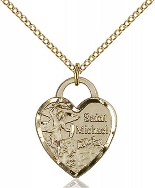 Women's Heart Shaped St. Michael The Archangel Medal - 14KT Gold Filled