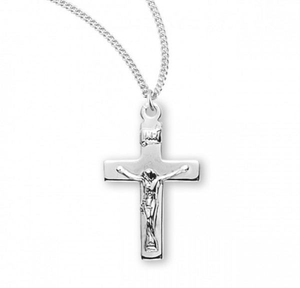 Women's High Polish Wide Crucifix Necklace - Sterling Silver