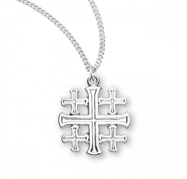 Women's Jerusalem Cross Pendant with Chain - Sterling Silver