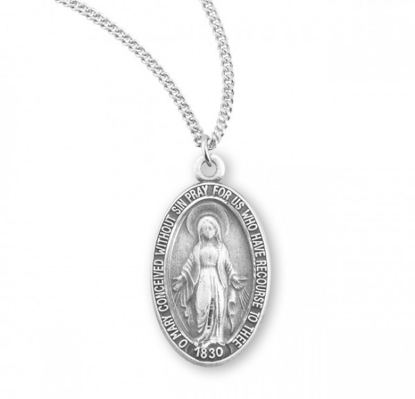 Women's Modest Miraculous Medal Necklace - Sterling Silver