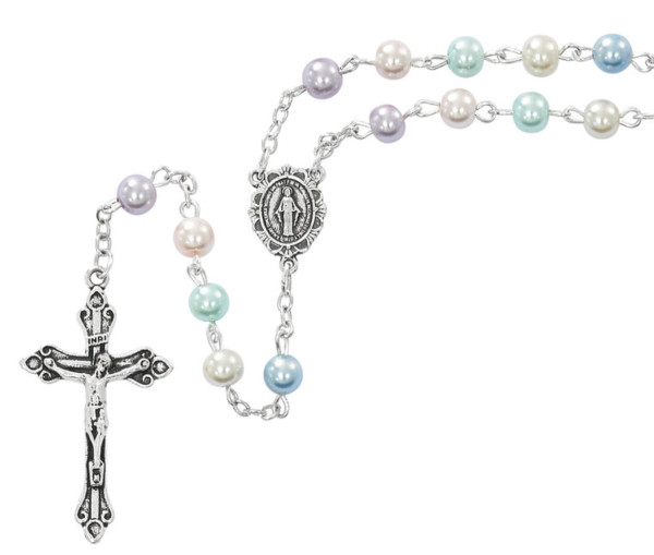 Womens Multi-Color Faux Pearl Rosary - Multi-Color