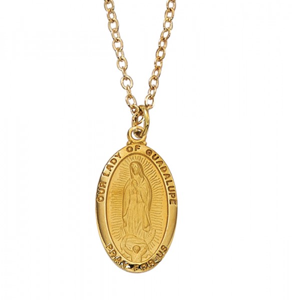 24K Gold Plated Stainless Steel Our Lady of Guadalupe Pendant Necklace  Virgen | eBay