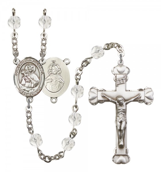 Women's Our Lady of Mount Carmel Birthstone Rosary - Crystal