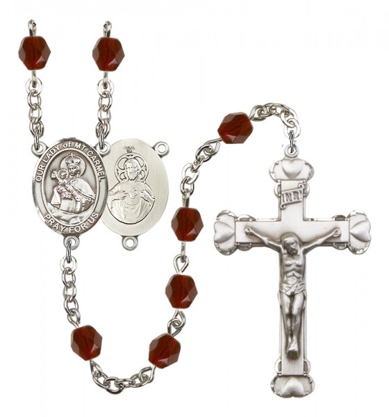 Women's Our Lady of Mount Carmel Birthstone Rosary - Garnet
