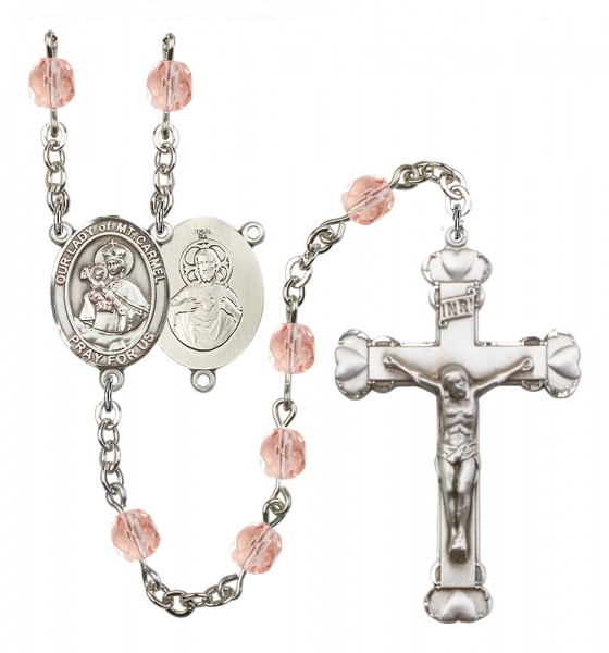 Women's Our Lady of Mount Carmel Birthstone Rosary - Pink
