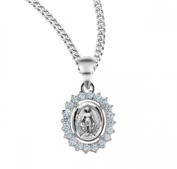 Women's Oval Cluster Cubic Zirconia Miraculous Medal - Sterling Silver