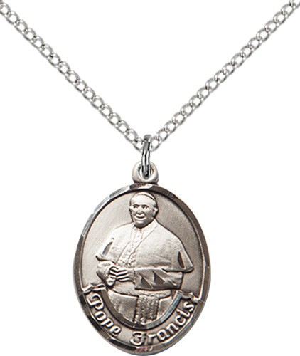 Women's Oval Pope Francis Pendant - Pewter