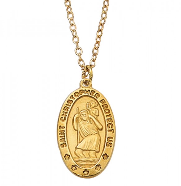 Women's Oval Saint Christopher Goldtone Medal - Gold Tone