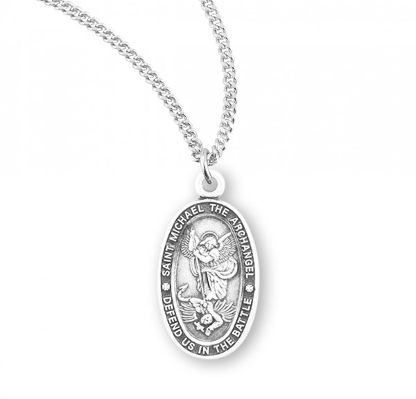 Women's Oval Saint Michael Medal - Sterling Silver