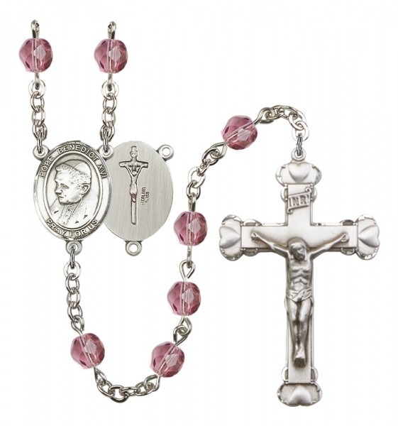 Women's Pope Emeritace Benedict XVI Birthstone Rosary - Amethyst