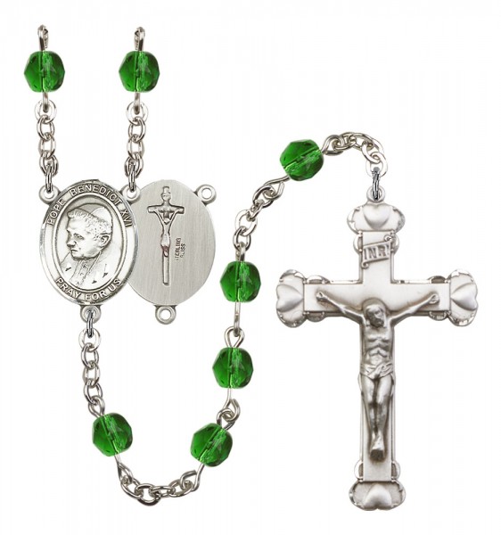 Women's Pope Emeritace Benedict XVI Birthstone Rosary - Emerald Green