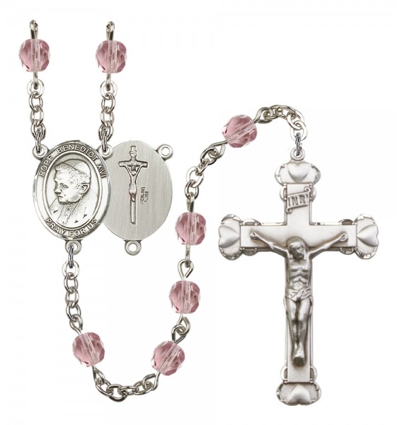 Women's Pope Emeritace Benedict XVI Birthstone Rosary - Light Amethyst