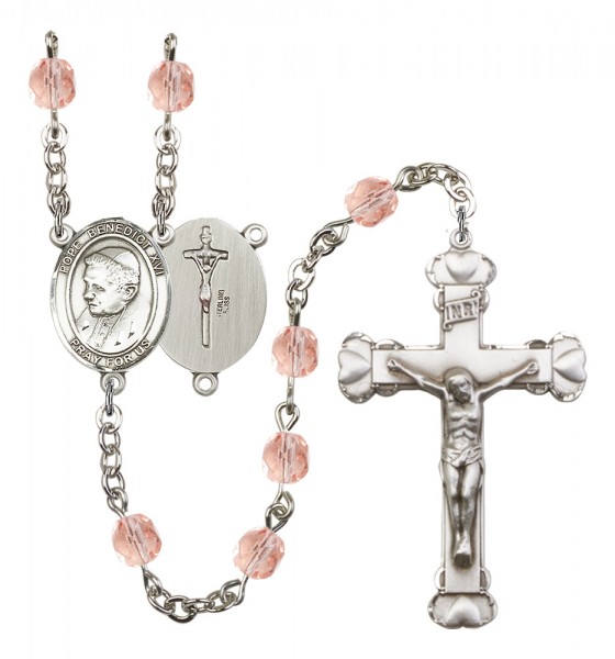 Women's Pope Emeritace Benedict XVI Birthstone Rosary - Pink