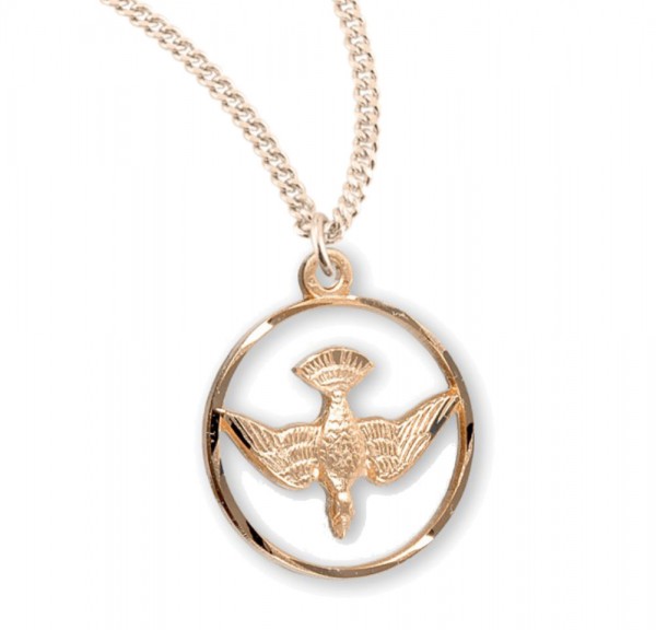 Women's Round Open Cut Dove Necklace - Gold Plated