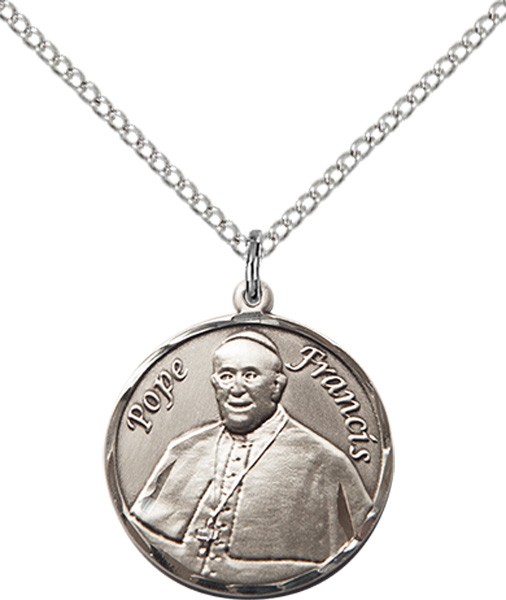 Women's Round Pope Francis Pendant - Pewter