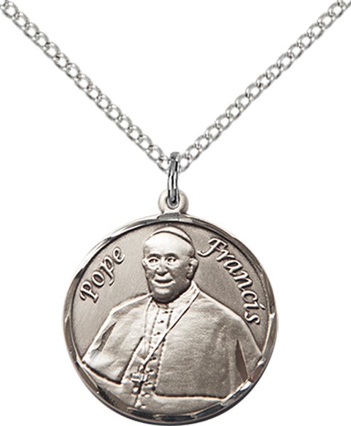Women's Round Pope Francis Pendant - Sterling Silver