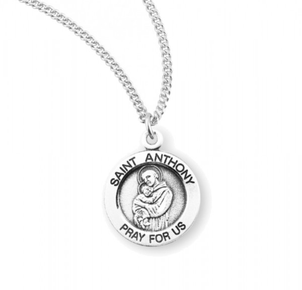 Women's Round Saint Anthony Necklace - Sterling Silver