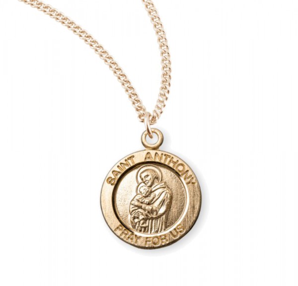 Women's Round Saint Anthony Necklace - Gold Plated