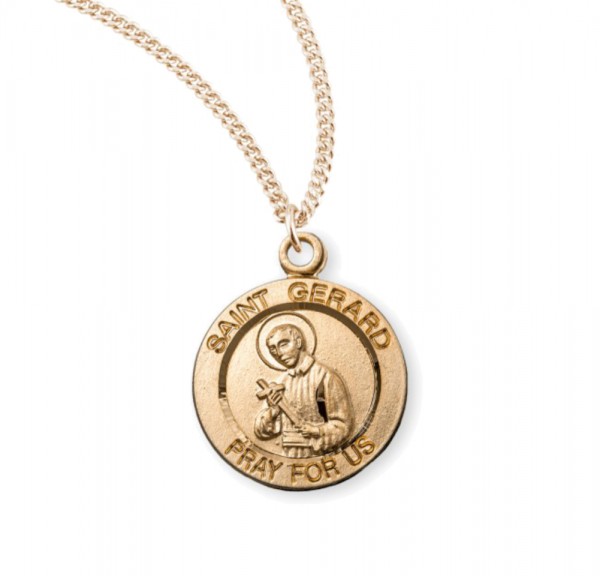Women's Round Saint Gerard Necklace - Gold Plated
