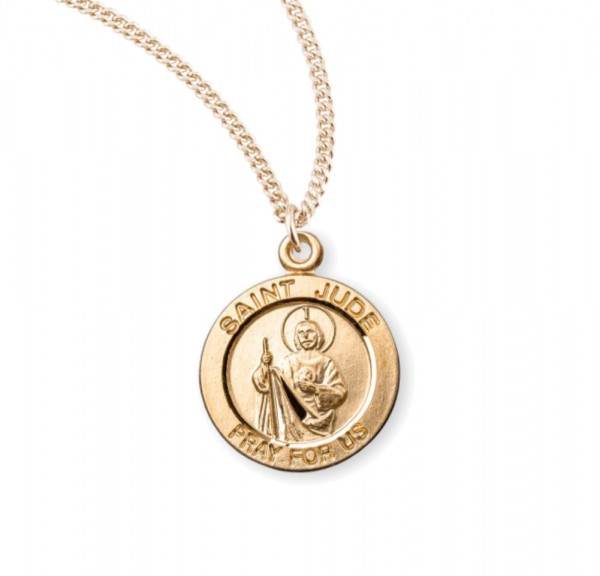 Women's Round Saint Jude Necklace - Gold Plated