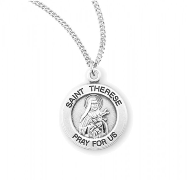 Women's Round Saint Therese Necklace - Sterling Silver