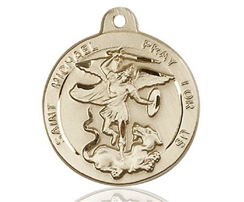 Women's Round St. Michael the Archangel Medal - 14K Solid Gold