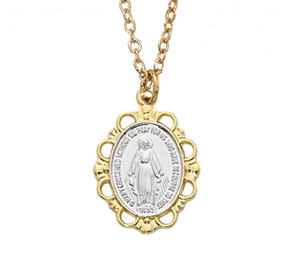 Women's Scallop Edge Miraculous Medal Four Options - Two-Tone