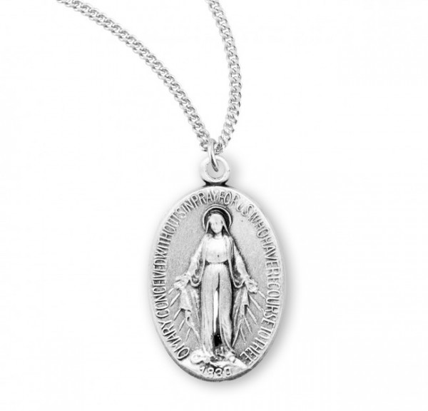Women's Simple Oval Miraculous Medal - Sterling Silver
