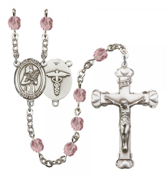 Women's St. Agatha Nurse Birthstone Rosary - Light Amethyst