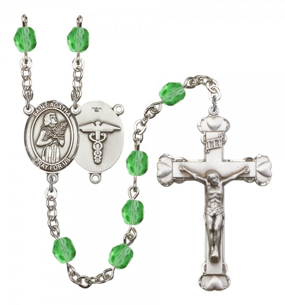 Women's St. Agatha Nurse Birthstone Rosary - Peridot