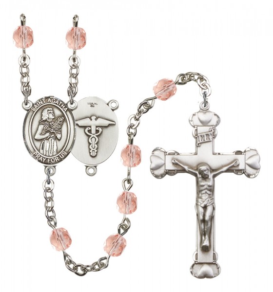 Women's St. Agatha Nurse Birthstone Rosary - Pink