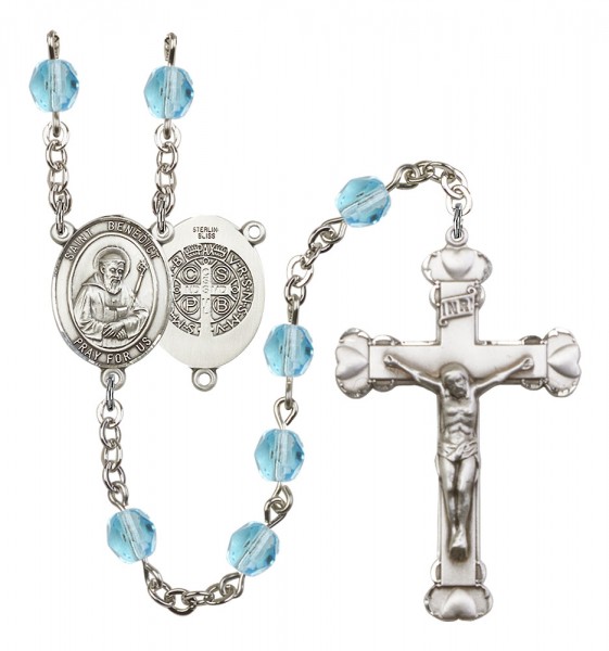 Women's St. Benedict Birthstone Rosary - Aqua