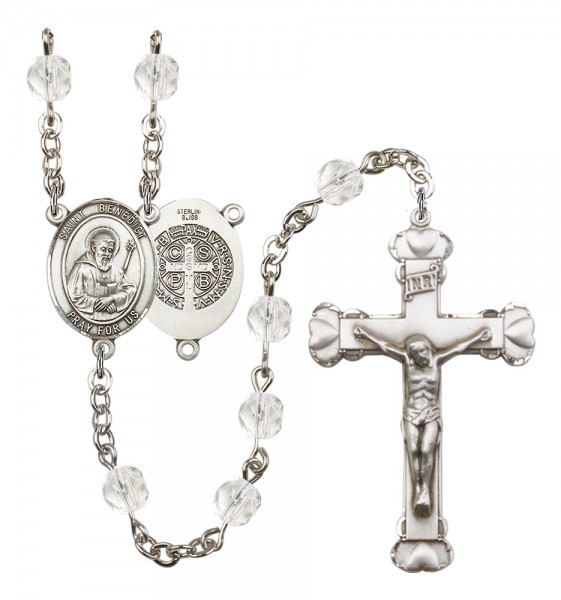 Women's St. Benedict Birthstone Rosary - Crystal