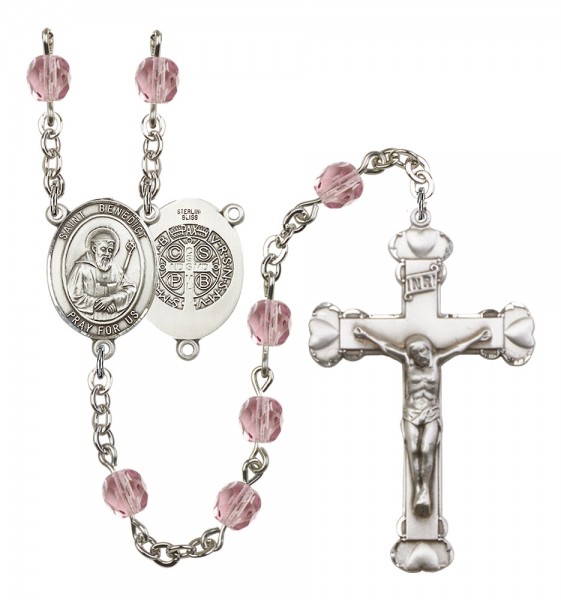 Women's St. Benedict Birthstone Rosary - Light Amethyst