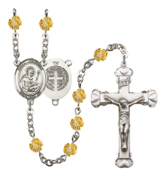 Women's St. Benedict Birthstone Rosary - Topaz