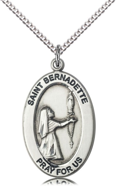 Women's St. Bernadette Against Illness Necklace - Sterling Silver