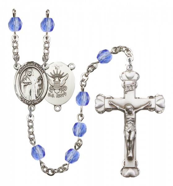 Women's St. Brendan the Navigator Navy Birthstone Rosary - Sapphire