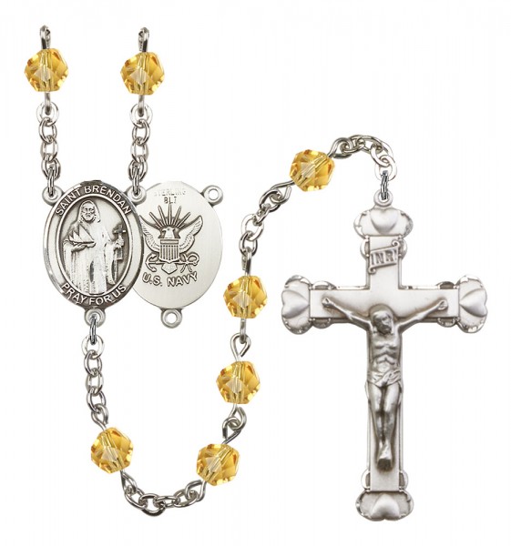 Women's St. Brendan the Navigator Navy Birthstone Rosary - Topaz