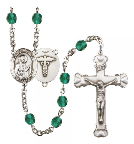 Women's St. Camillus of Lellis Nurse Birthstone Rosary - Zircon