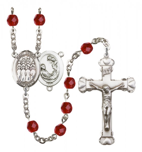 Women's St. Cecilia Choir Birthstone Rosary - Ruby Red