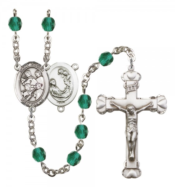 Women's St. Cecilia Marching Band Birthstone Rosary - Zircon