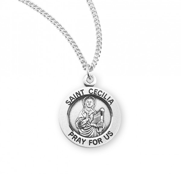 Women's St. Cecilia Round Medal - Sterling Silver