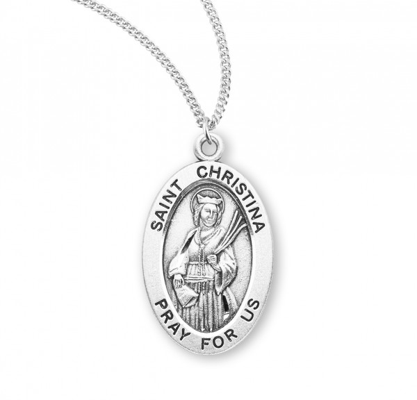 Women's St. Christina Oval Medal - Sterling Silver