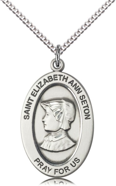 Women's St. Elizabeth Ann Seton Oval Necklace - Sterling Silver