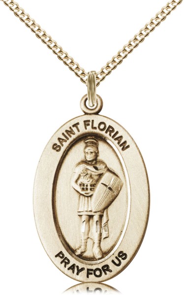Women's St. Florian of Fire Fighters Necklace - Gold Filled