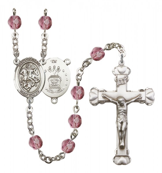 Women's St. George Air Force Birthstone Rosary - Amethyst