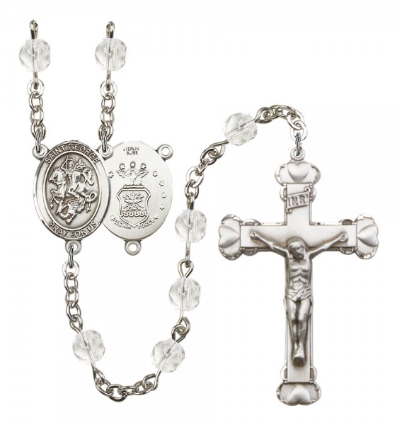 Women's St. George Air Force Birthstone Rosary - Crystal