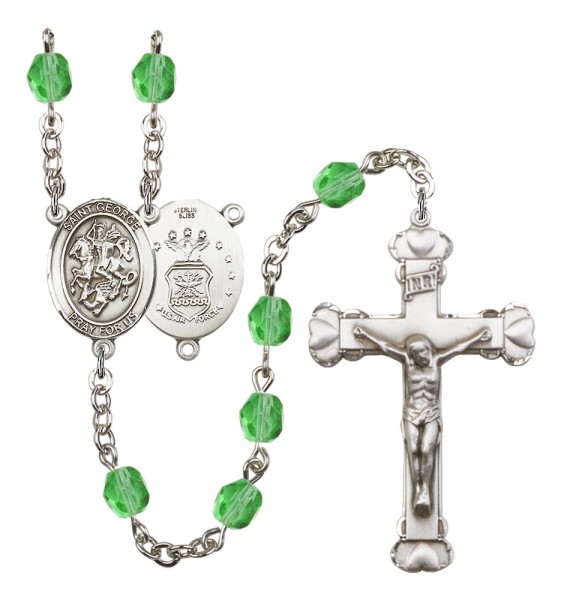 Women's St. George Air Force Birthstone Rosary - Peridot